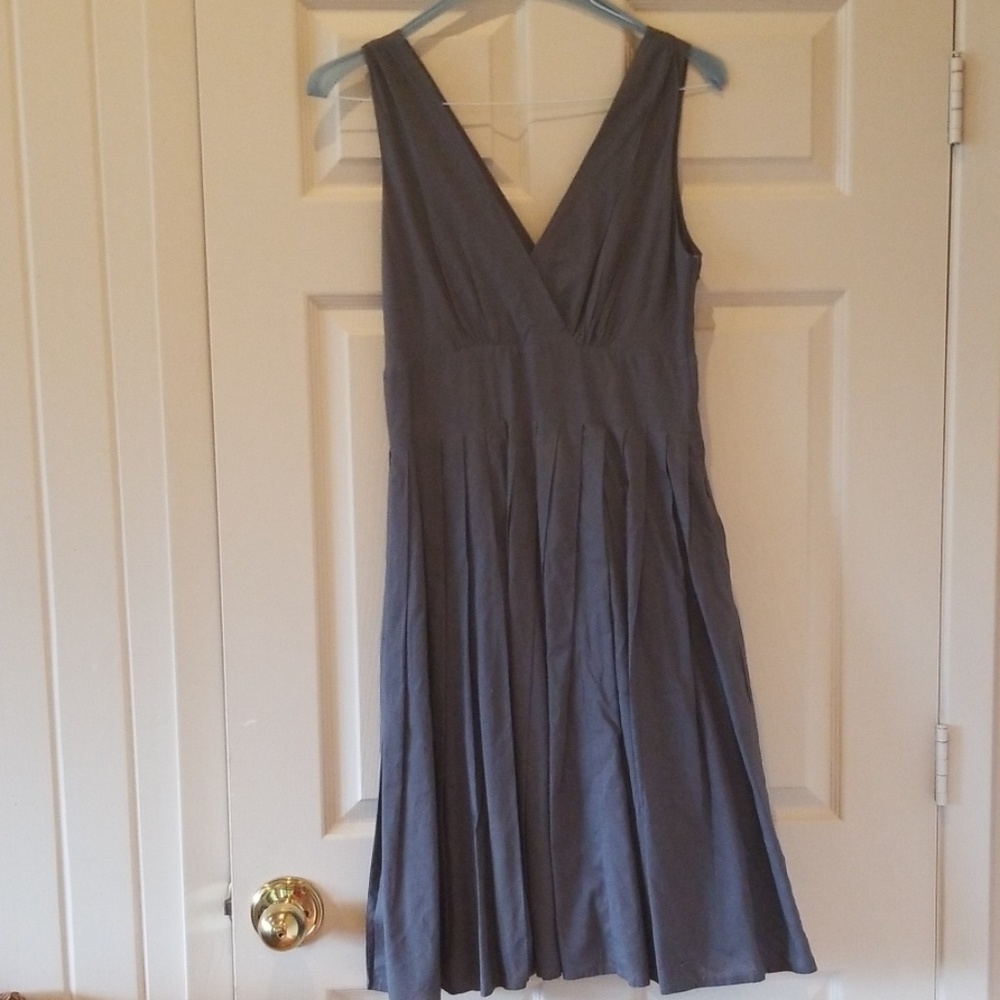 Gray deep v-neck A-line dress